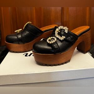 AUTUMN ADEIGBO Double Strap Snake Embossed Clogs - EU 37 / US 7-7.5 -New in Box!